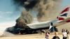 Passengers flee a BA plane on fire