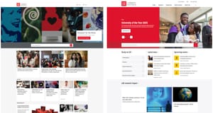 Before and after images of the LSE homepage