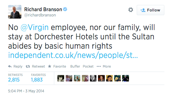 Branson calls for Virgin to boycott Dorchester Group